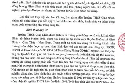 Thư kêu gọi vận động tài trợ, XHH phòng Tin học – Năm học 2023 -2024.
